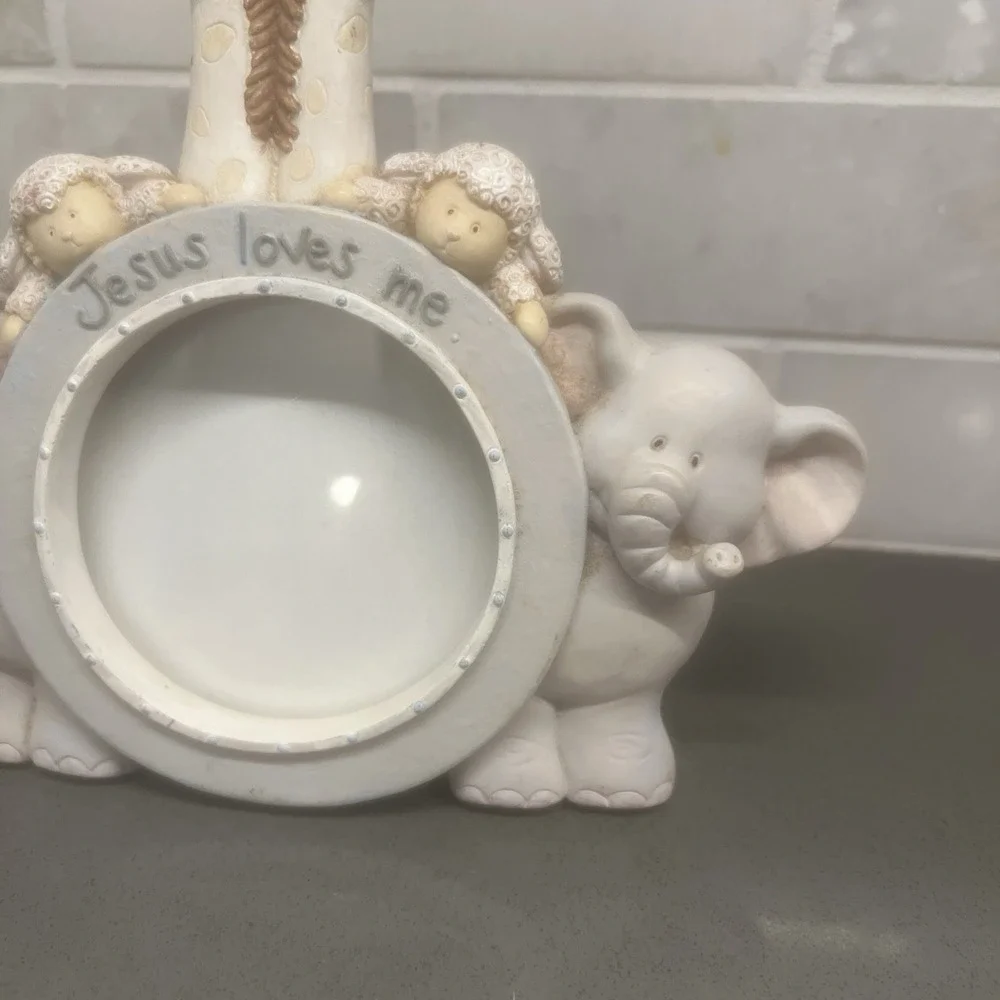 Baby Baptism Photo Frame Jesus Loves Me Religious Noah's Ark Russ Animals 3x3